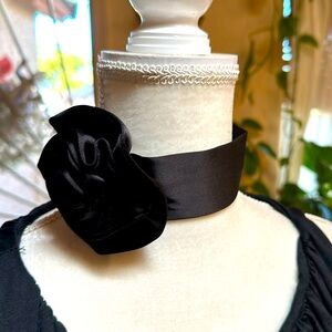 Zara Satin Flower Appliqué Lined Choker - Brand New